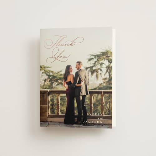 This is a snow wedding thank you cards with foil pressed by Kaydi Bishop called eternal printing on strathmore in standard