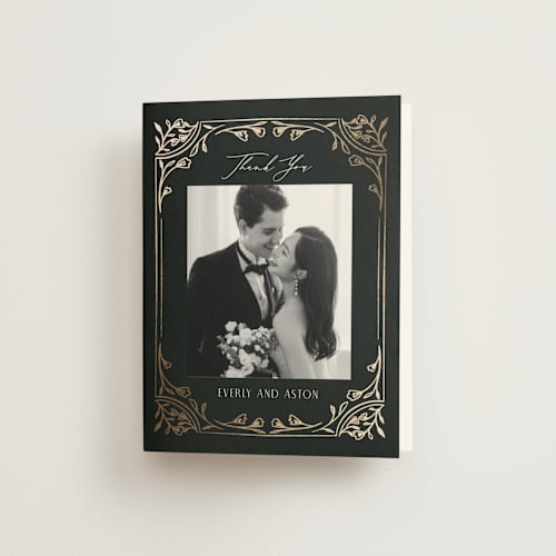 This is a onyx wedding thank you cards with foil pressed by Nicoletta Savod called majesty printing on strathmore in standard