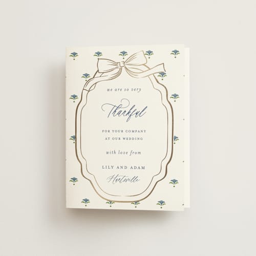 This is a lakes wedding thank you cards with foil pressed by Sarah Knight called swan song printing on strathmore in standard
