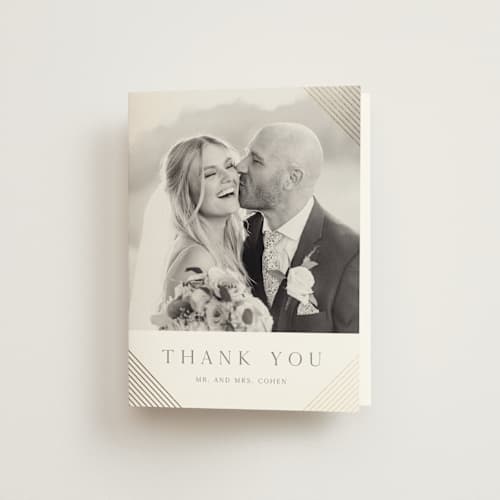 This is a slate wedding thank you cards with foil pressed by Vanessa Doyle called song of solomon printing on strathmore in standard