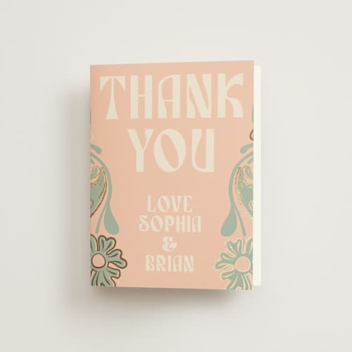 This is a sage wedding thank you cards with foil pressed by GeekInk Design called nouveau frame printing on strathmore in standard