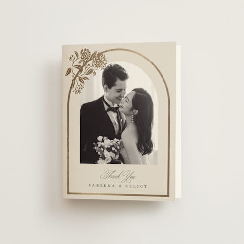 This is a tea time wedding thank you cards with foil pressed by Susan Zinader called shimmering hydrangeas printing on strathmore in standard