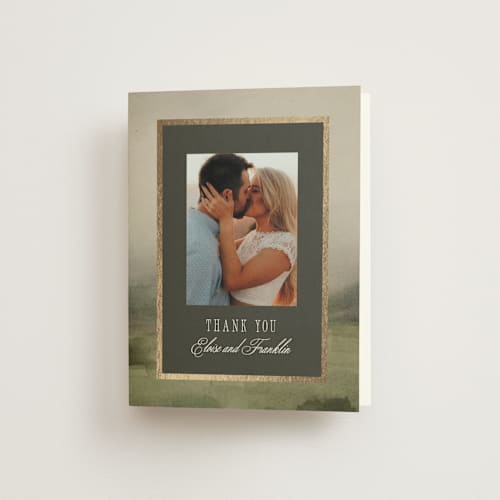 This is a graphite wedding thank you cards with foil pressed by Everett Paper Goods called hillside printing on strathmore in standard