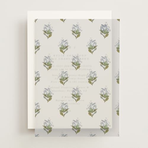 This is a powder blue vellum overlays with standard by Olivia Kanaley Inman called blockprint printing on translucent vellum in overlay