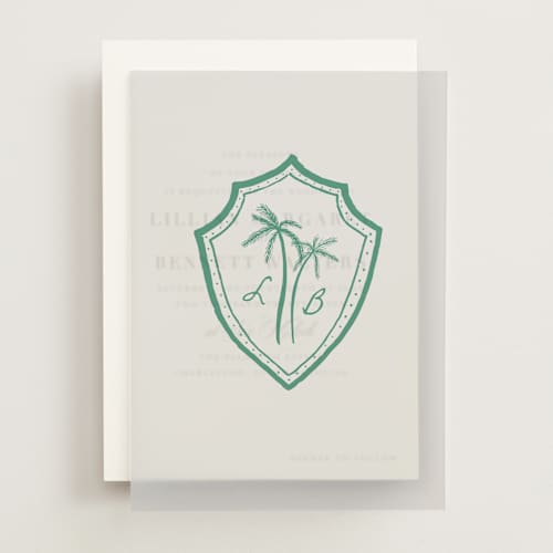 This is a palm vellum overlays with standard by Erika Firm called palm tree crest printing on translucent vellum in overlay