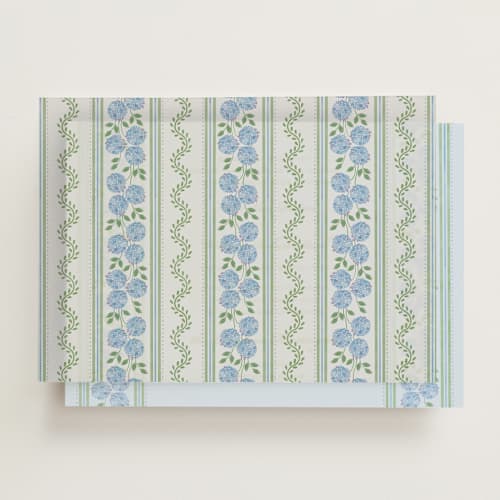 This is a coastal vellum overlays with standard by Madhvi Samimi called hydrangea vines printing on translucent vellum in overlay