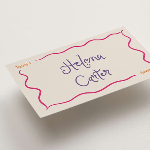 This is a marmalade wedding place cards with standard by Madison Kic called swoop meal choice placards printing on signature in placecard