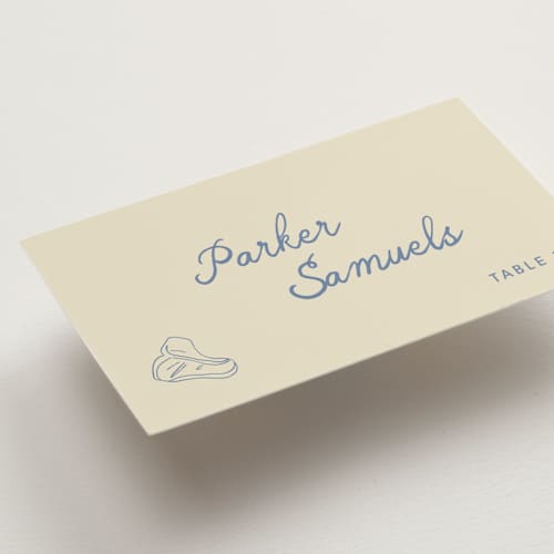 This is a wave wedding place cards with standard by Kelly Watkins called lover printing on signature in placecard