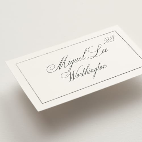 This is a sugar wedding place cards with foil pressed by chocomocacino called toulomotiri printing on signature in placecard