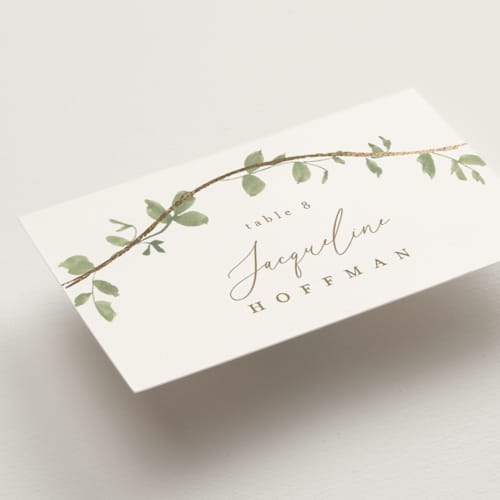 This is a ivy wedding place cards with foil pressed by Everett Paper Goods called canopy printing on signature in placecard