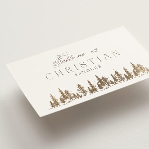 This is a earth wedding place cards with foil pressed by Mansi Verma called colorado printing on signature in placecard