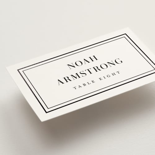 This is a cotton wedding place cards with foil pressed by Jennifer Postorino called polished printing on signature in placecard
