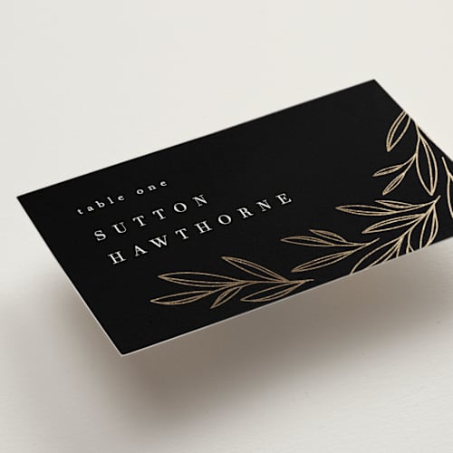 This is a ink wedding place cards with foil pressed by Kristie Kern called bianca printing on signature in placecard