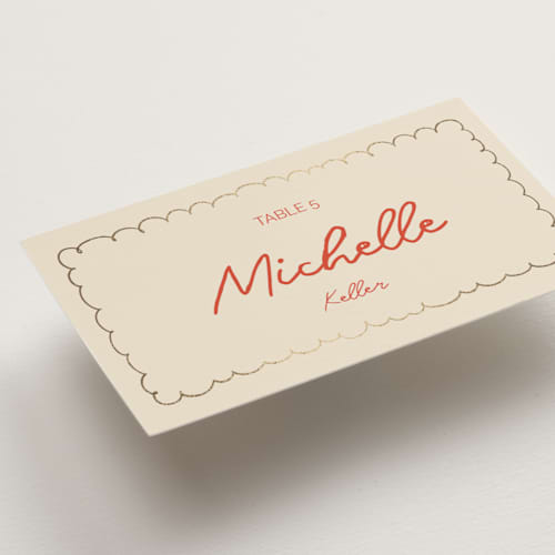 This is a sangria spark wedding place cards with foil pressed by Zove Ahhh called party on! printing on signature in placecard