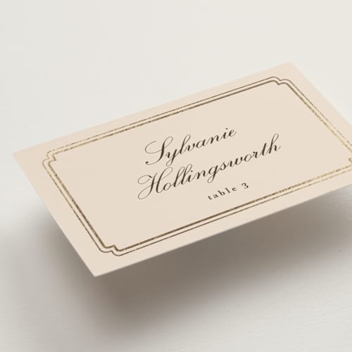 This is a bisque wedding place cards with foil pressed by chocomocacino called lussekatter printing on signature in placecard
