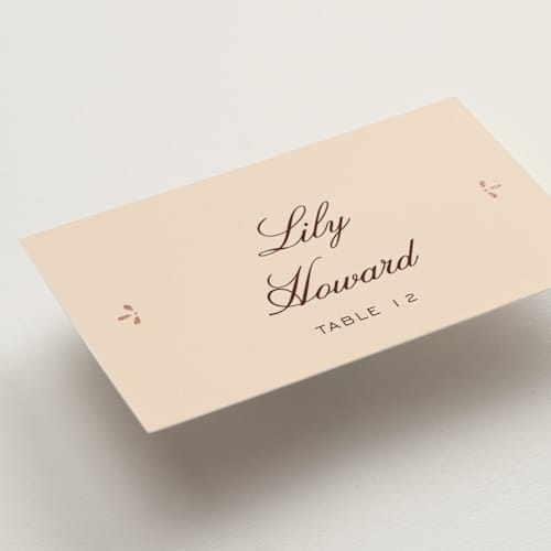 This is a coco wedding place cards with foil pressed by Ani Somi called sweet fancy printing on signature in placecard
