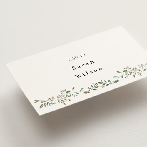 This is a mojito wedding place cards with foil pressed by Susan Moyal called monogramed arch printing on signature in placecard