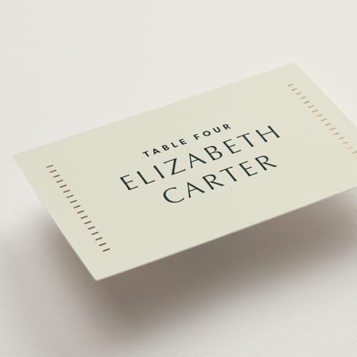 This is a fir wedding place cards with foil pressed by Kindred Fields called deco arch printing on signature in placecard