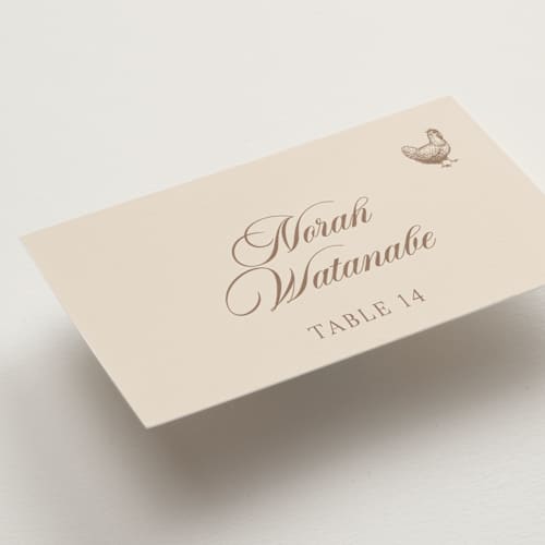 This is a walnut wedding place cards with standard by Ashley Nicole called preppy stripes printing on signature in placecard