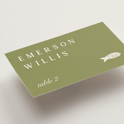 This is a sage wedding place cards with standard by Sierra Lee called farm to table printing on signature in placecard