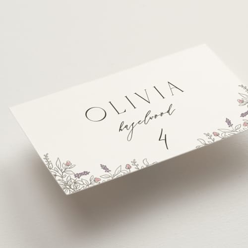 This is a ravello wedding place cards with standard by Anne Ciotola called cottonwood printing on signature in placecard