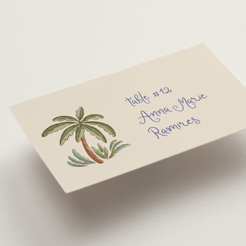 This is a sea wedding place cards with standard by Chris Griffith called artisan wedding printing on signature in placecard