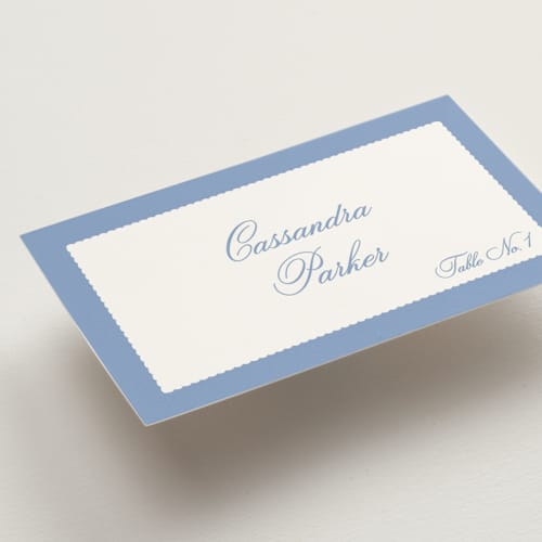 This is a sky wedding place cards with standard by Robert and Stella called constance printing on signature in placecard