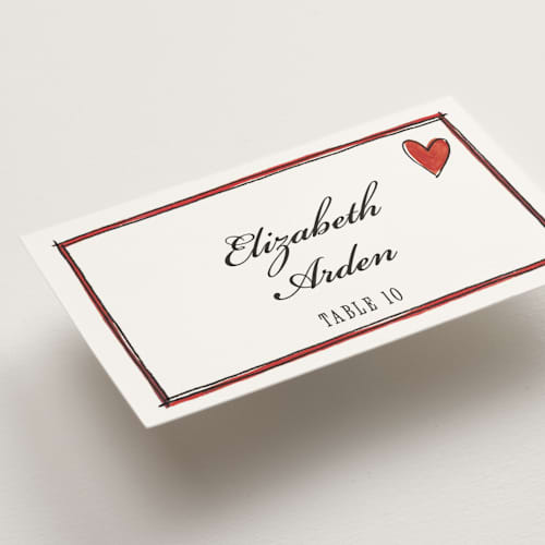 This is a lily wedding place cards with standard by Pati Cascino called two hearts printing on signature in placecard
