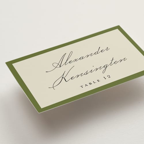 This is a verde wedding place cards with standard by flvx studio called merivale printing on signature in placecard