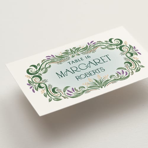 This is a spruce wedding place cards with standard by Paper Sun Studio called sierra printing on signature in placecard