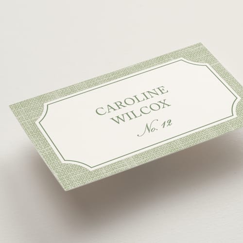 This is a garden wedding place cards with standard by Kelly Schmidt called summer linen printing on signature in placecard