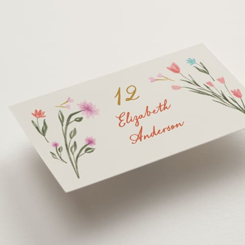 This is a sunset wedding place cards with standard by Maja Cunningham called chantilly printing on signature in placecard