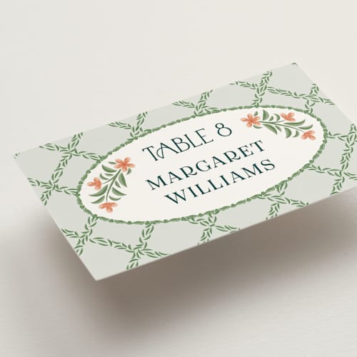This is a pine wedding place cards with standard by Paper Sun Studio called river valley printing on signature in placecard
