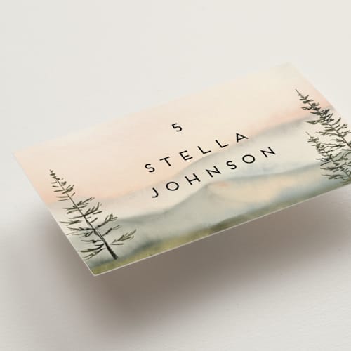 This is a forest wedding place cards with standard by Petra Kern called every single dawn with you printing on signature in placecard