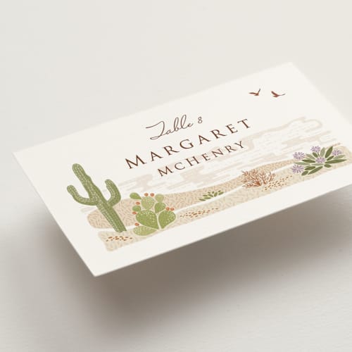 This is a red rock wedding place cards with standard by Paper Sun Studio called westward printing on signature in placecard