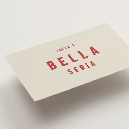 This is a sierra wedding place cards with standard by Ani Somi called coyota printing on signature in placecard