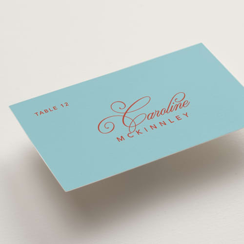 This is a sky wedding place cards with standard by Kelly Watkins called vivid printing on signature in placecard