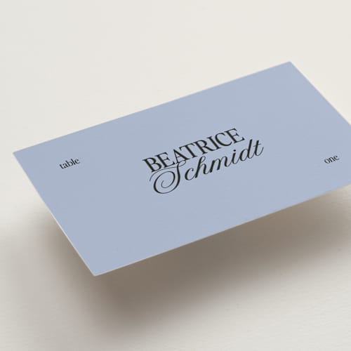 This is a butter wedding place cards with standard by Helena Vitto called the eternal printing on signature in placecard