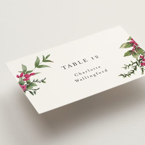 This is a peony wedding place cards with standard by Susan Moyal called romantic florals printing on signature in placecard