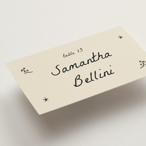 This is a vanilla wedding place cards with standard by Ani Somi called roses printing on signature in placecard