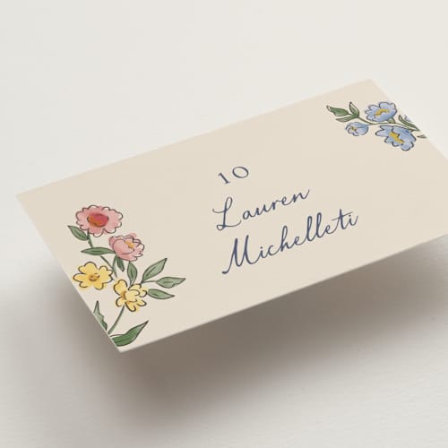 This is a cornflower wedding place cards with standard by Chris Griffith called a wedding in low country printing on signature in placecard