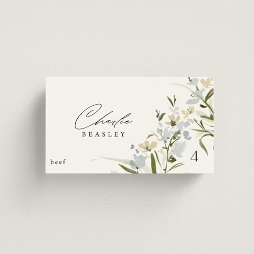 This is a lily wedding place cards with standard by Everett Paper Goods called fleur printing on signature in placecard