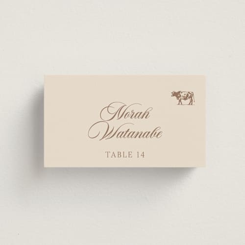 This is a walnut wedding place cards with standard by Ashley Nicole called preppy stripes printing on signature in placecard