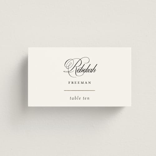This is a cotton wedding place cards with foil pressed by Christie Garcia called loren printing on signature in placecard