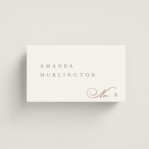This is a snow wedding place cards with foil pressed by Kaydi Bishop called eternal printing on signature in placecard