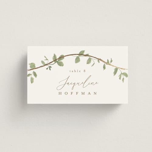 This is a ivy wedding place cards with foil pressed by Everett Paper Goods called canopy printing on signature in placecard