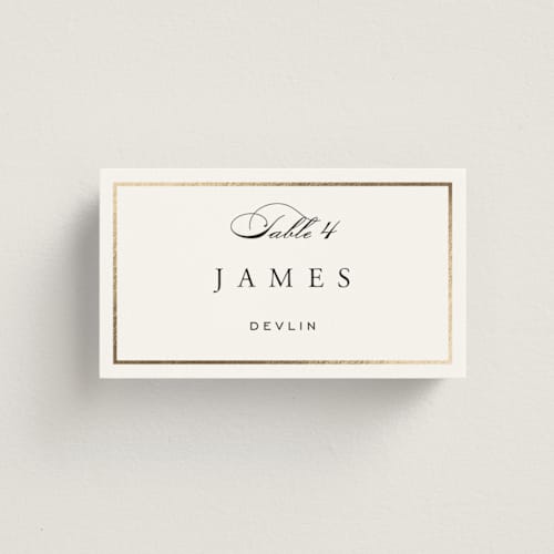 This is a pearl wedding place cards with foil pressed by Janean Hinger called intertwined printing on signature in placecard