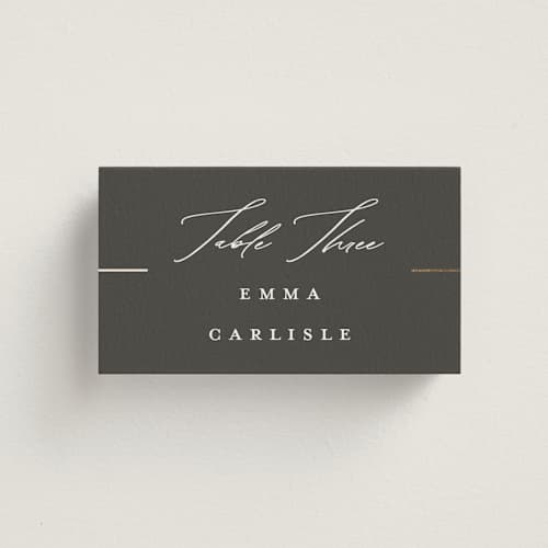 This is a iron wedding place cards with foil pressed by Erica Krystek called formal lines printing on signature in placecard