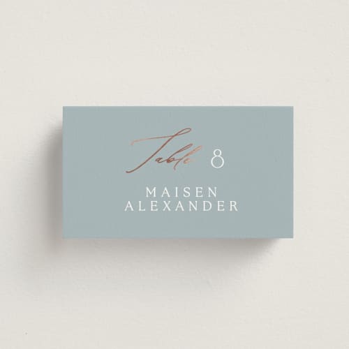 This is a provincial wedding place cards with foil pressed by Angela Thompson called gilded edge printing on signature in placecard