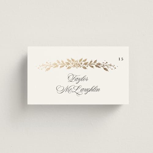 This is a diamond wedding place cards with foil pressed by Kate Ahn called lake como printing on signature in placecard
